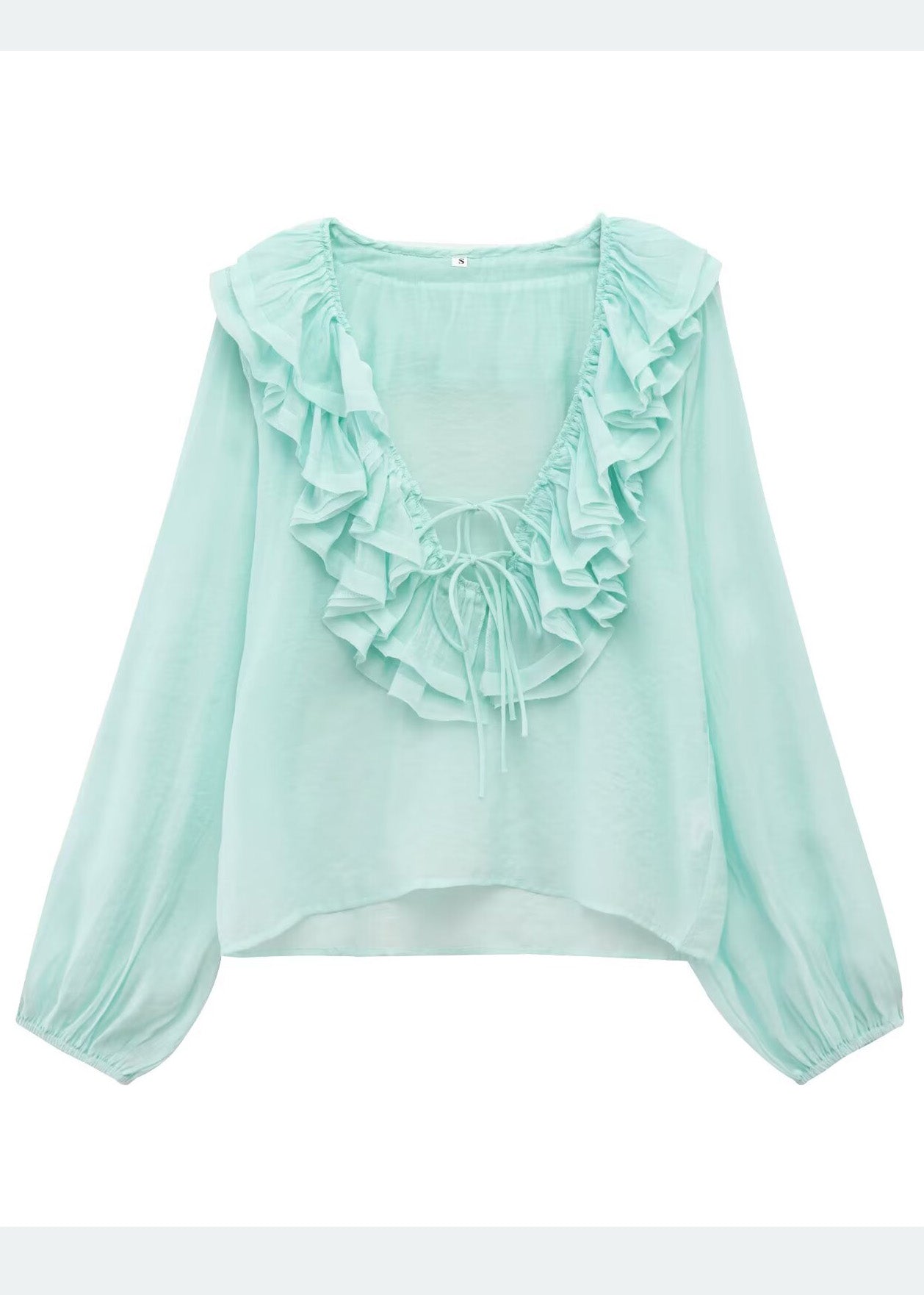 Sky Summer Cotton Blue Ruffled Tops Bohemian Shirt