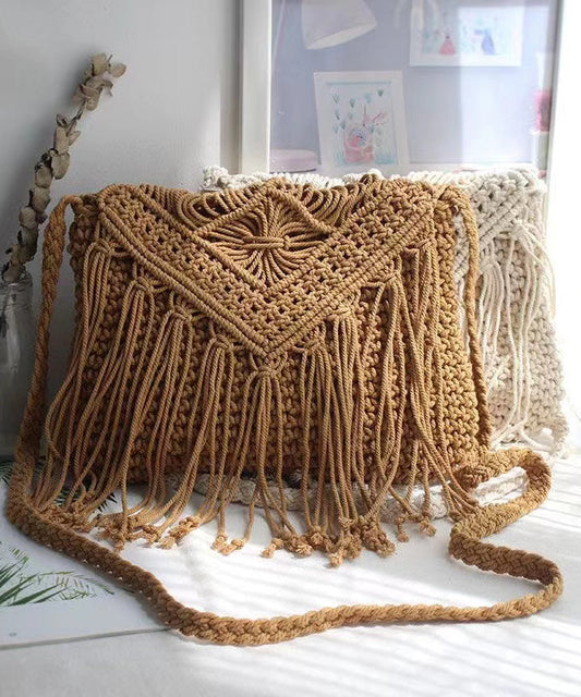 Sac à bandoulière bohème en coton tissé avec pompon pour les vacances et la plage SX1012