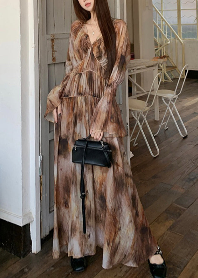 Two And Strap Tie Dress Long Pieces Bohemian Spaghetti Dye