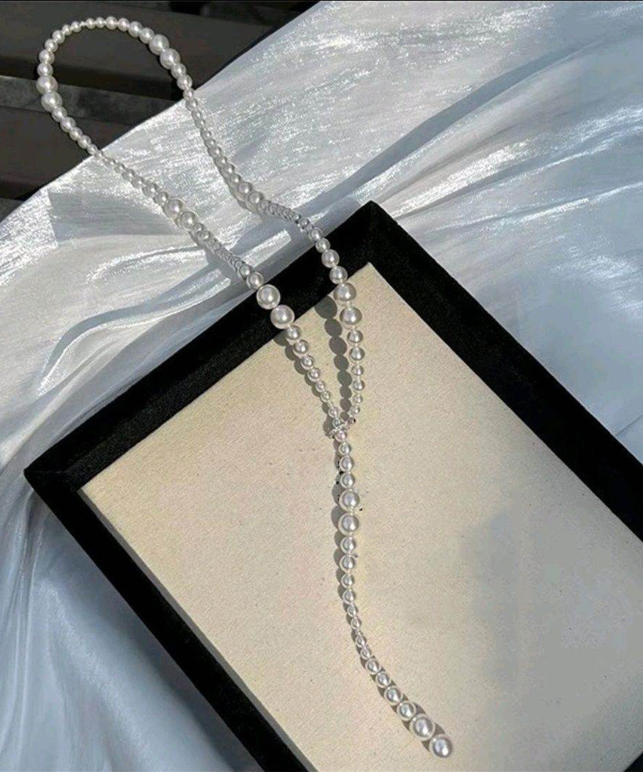 Beading Gratuated Bohemian White Alloy Bead Sweater Pearl