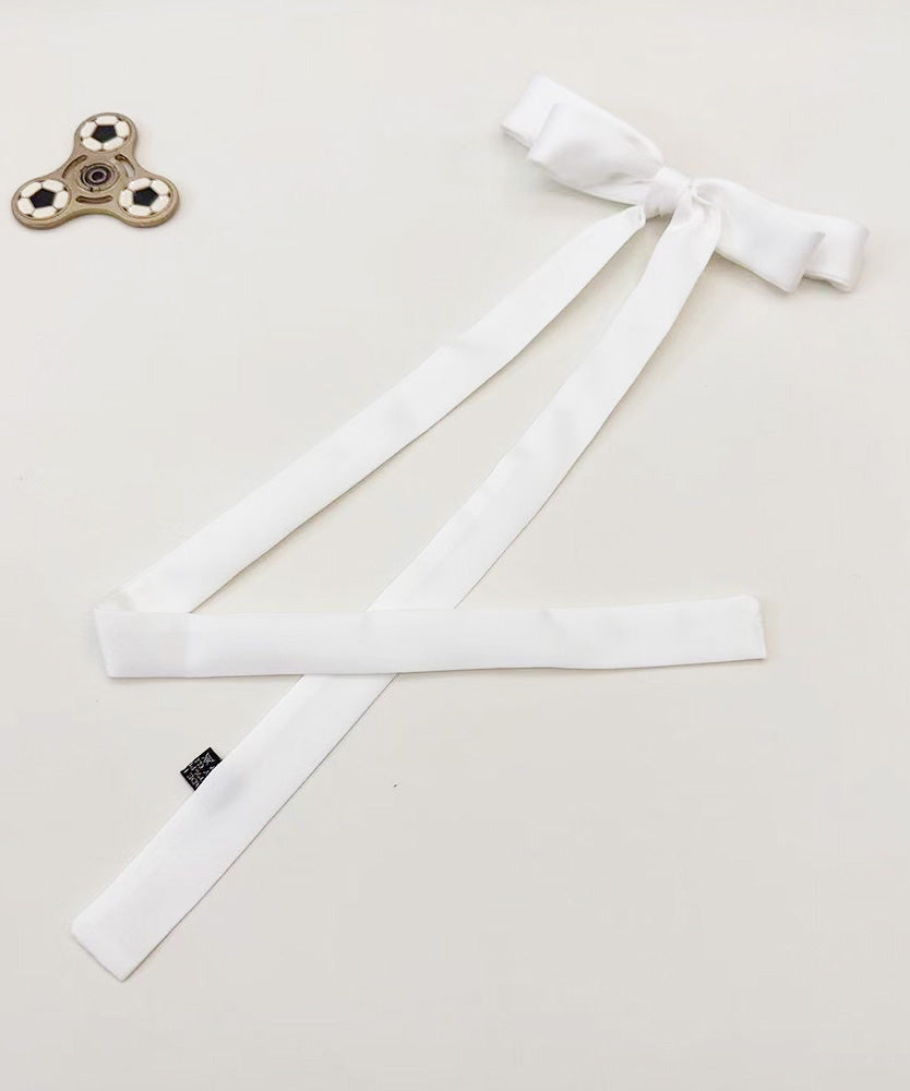 Bohemian White Cloth Bow Ribbon Necklace YU008