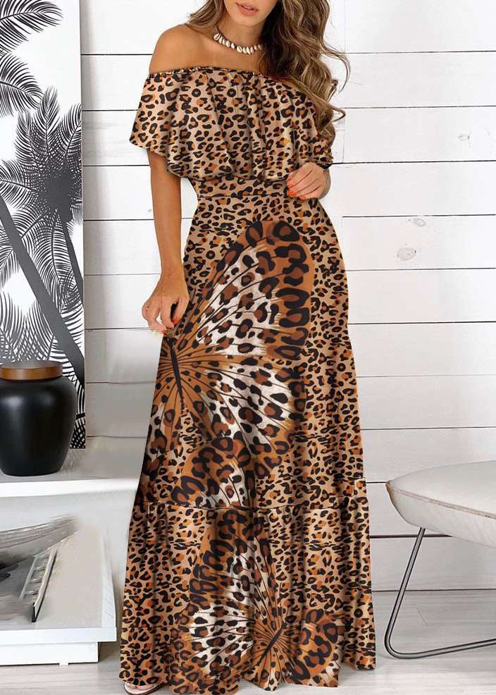 Maxi Print Yellow Wrinkled Cold Shoulder Short Dress Bohemian