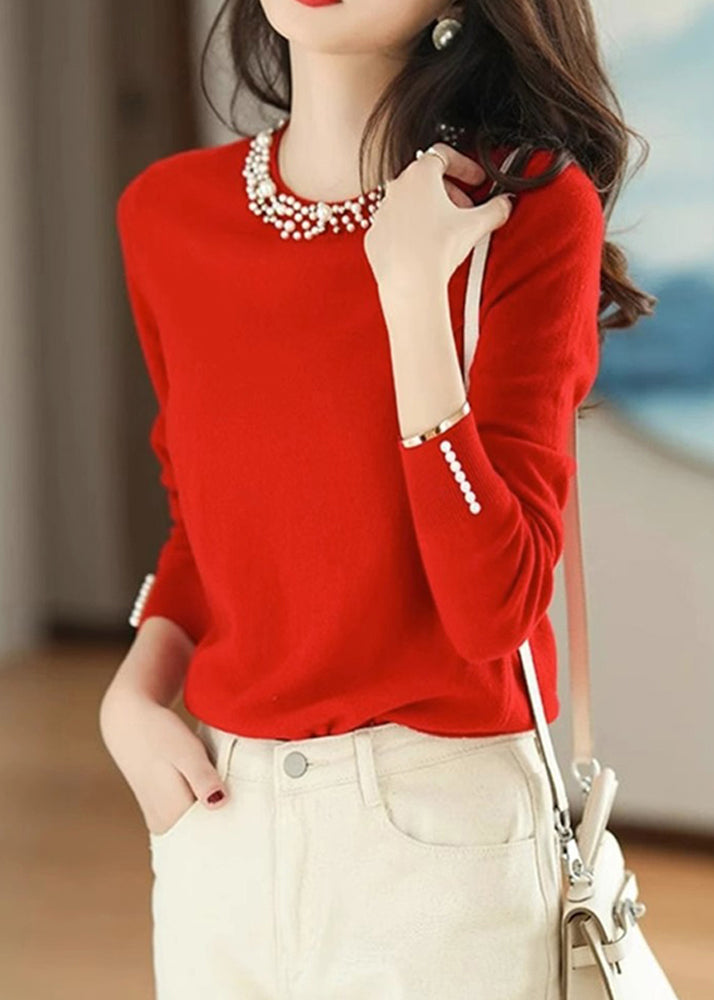 Bohemian Yellow Nail Bead Knit Shirt Spring TN012