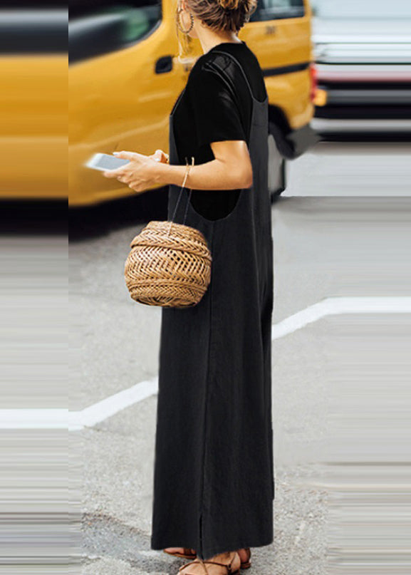 Green Boho Solid Army Slash Jumpsuit Neck Sleeveless