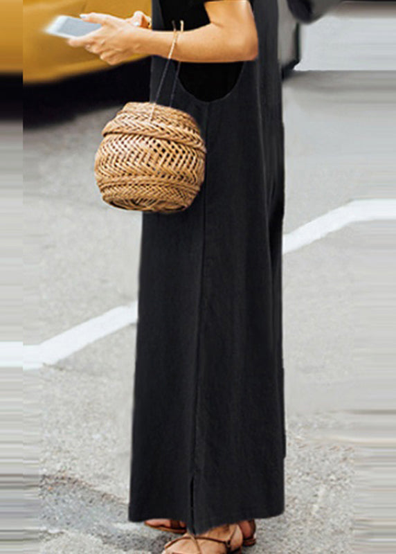 Green Boho Solid Army Slash Jumpsuit Neck Sleeveless