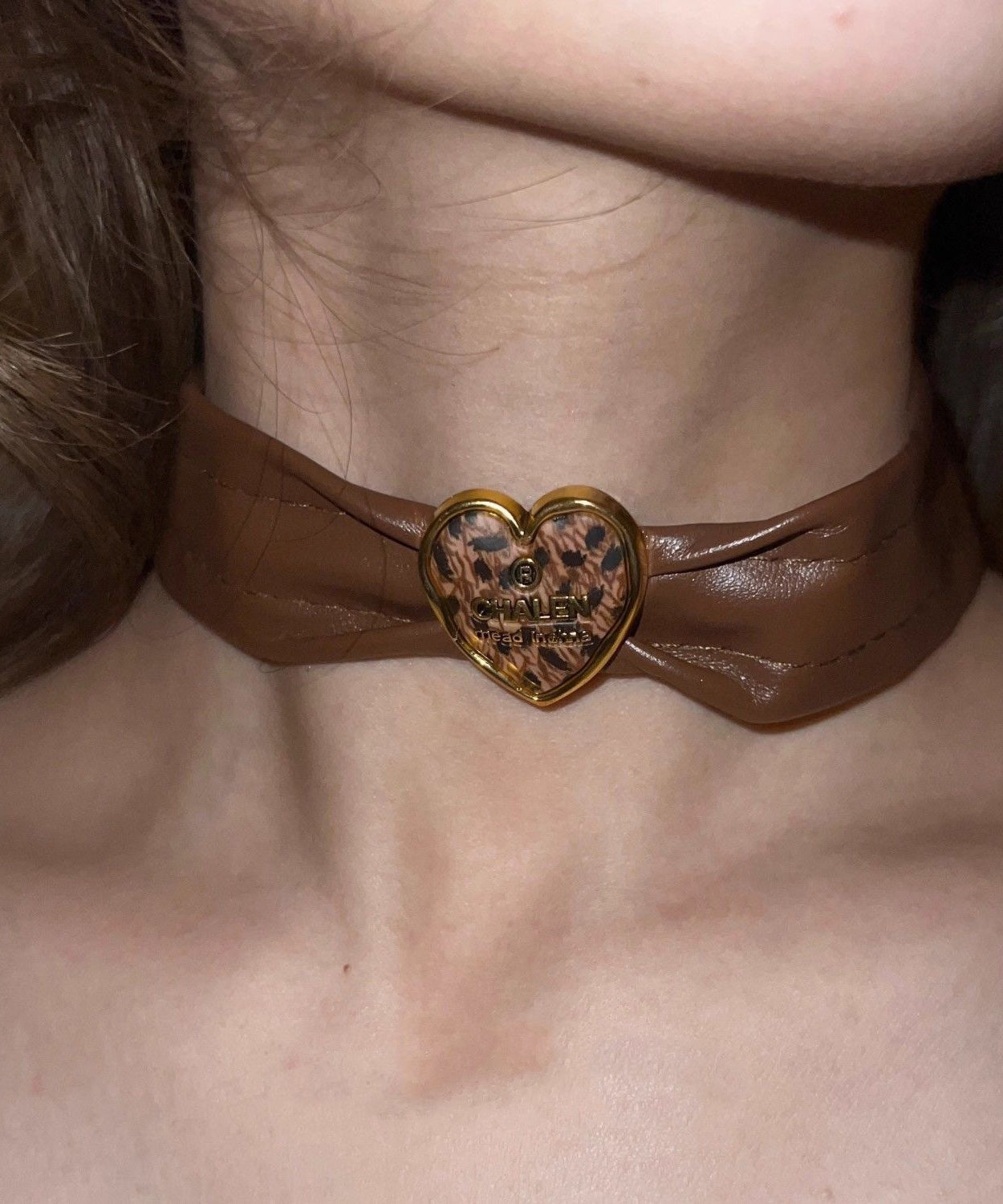 Boho Love Choker Leather Patchwork Brown