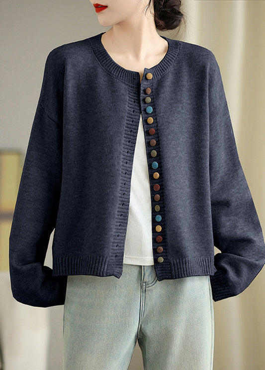 Boho Dull Grey Colorful Buttons Knit Cardigans Spring TM020