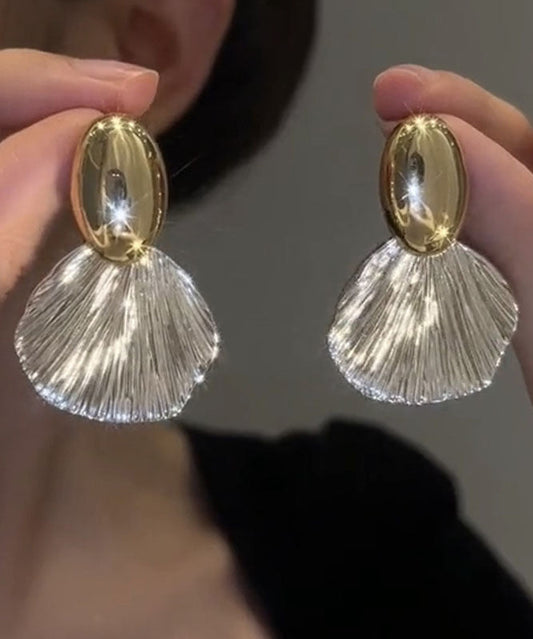 Boho Copper Earrings Alloy Drop Gold Leaf