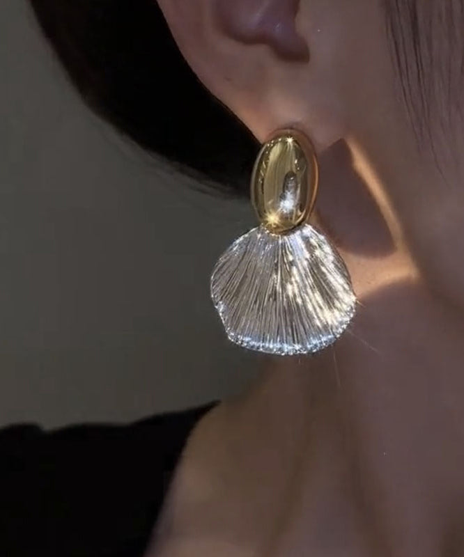 Boho Copper Earrings Alloy Drop Gold Leaf