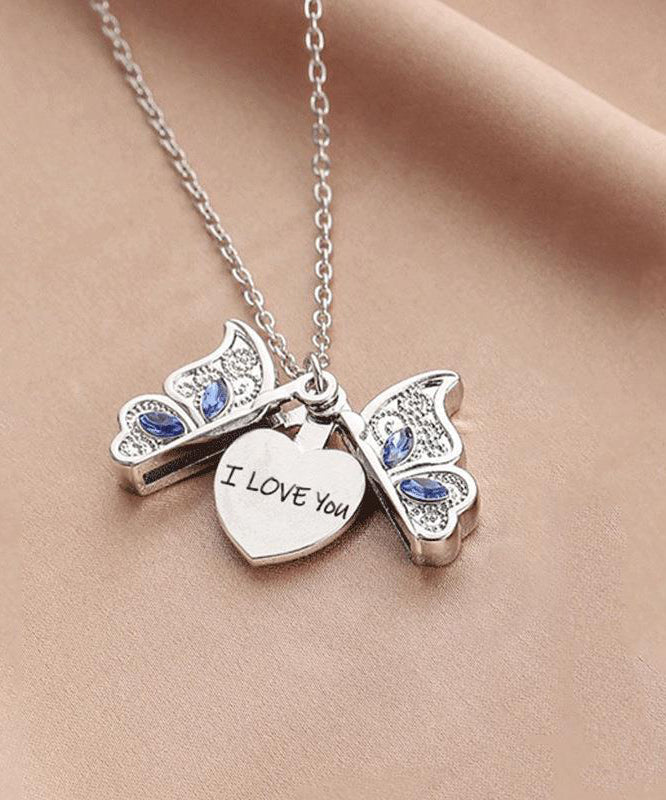 Love You Gold Zircon I Copper Pendant Boho Alloy Butterfly