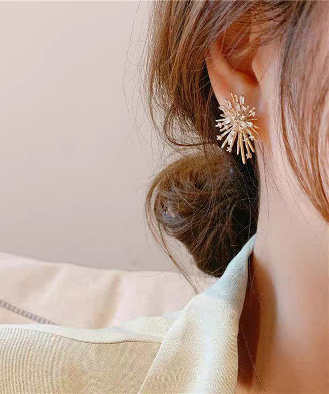 Silver Gold Zircon Earrings Fireworks Sterling Overgild Stud Boho