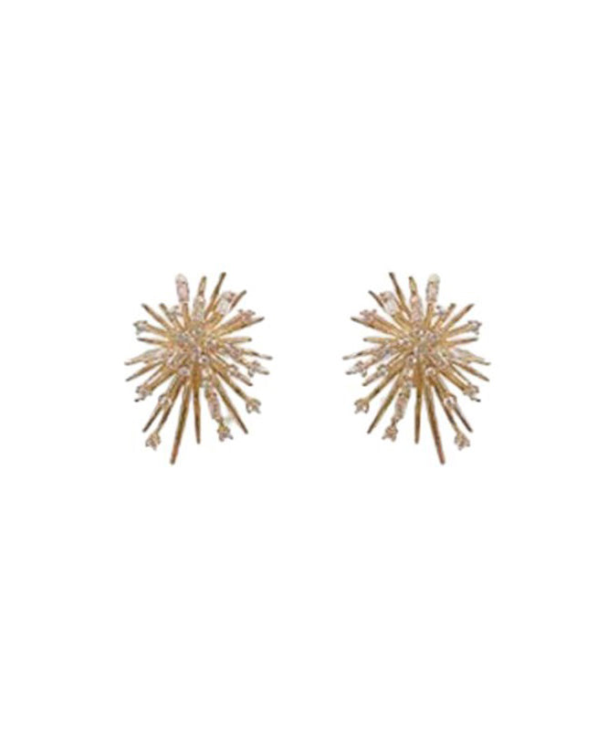 Silver Gold Zircon Earrings Fireworks Sterling Overgild Stud Boho