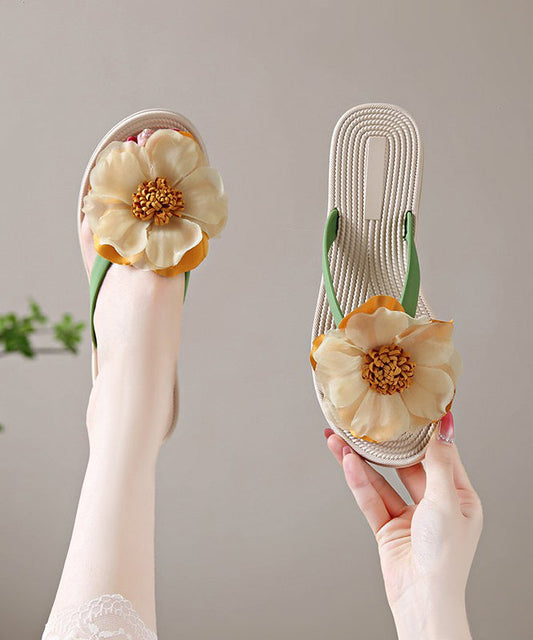 Green Flops Floral Splicing Flip Boho