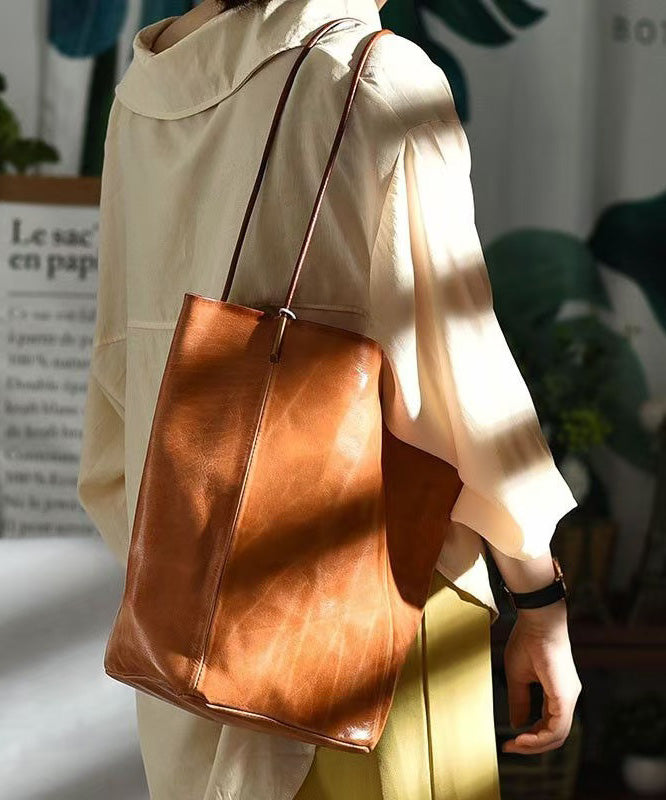 Large Bucket Bag Green Leather Capacity Boho