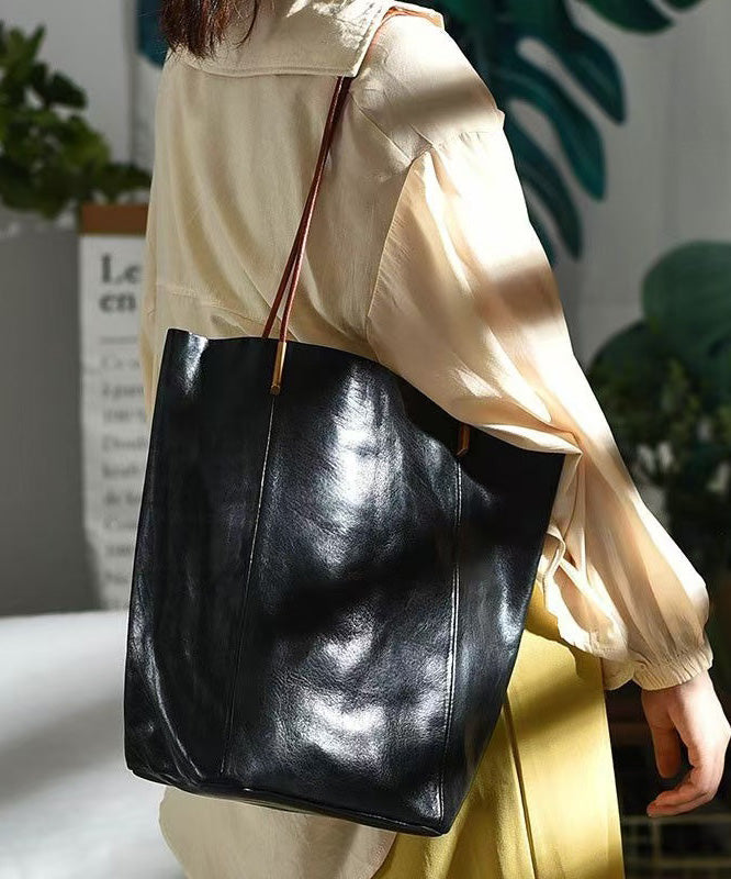 Large Bucket Bag Green Leather Capacity Boho