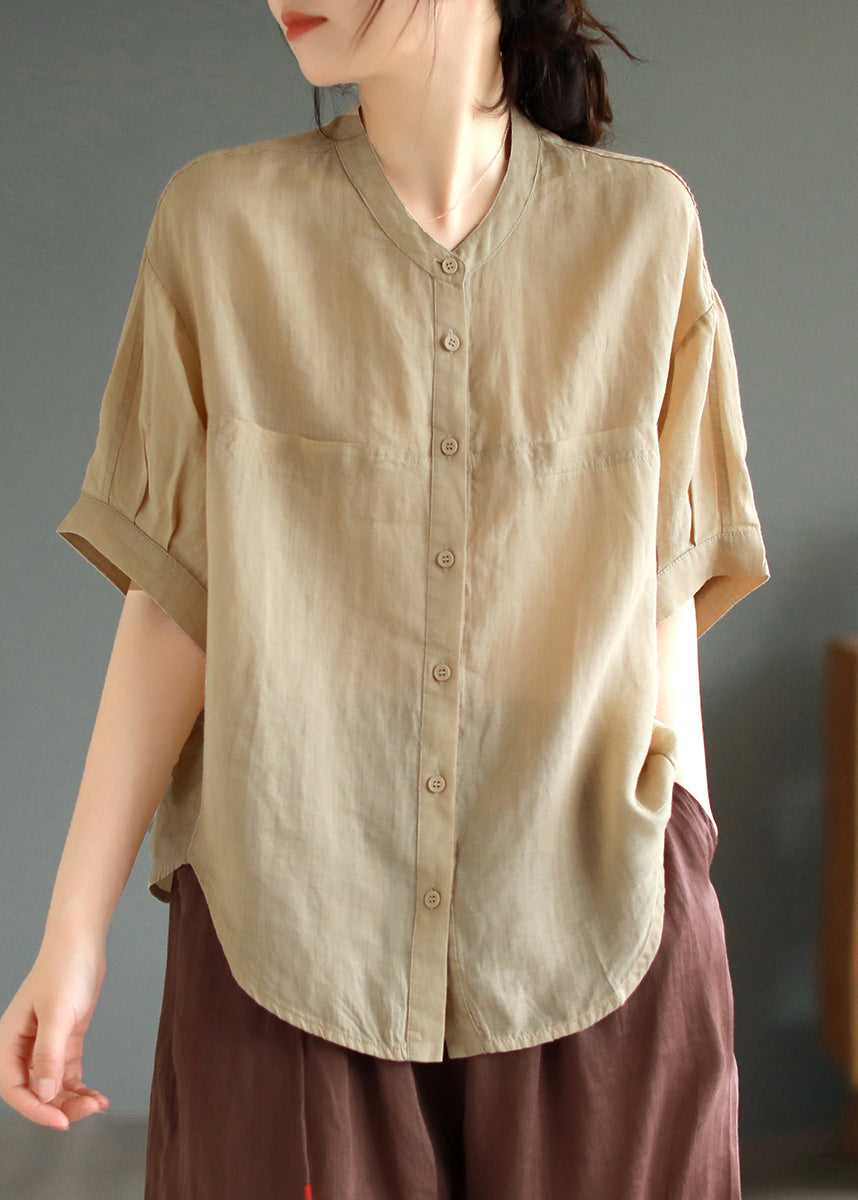 Green Oversized Boho Linen Shirt Top Summer