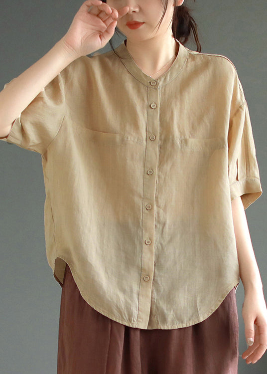 Green Oversized Boho Linen Shirt Top Summer
