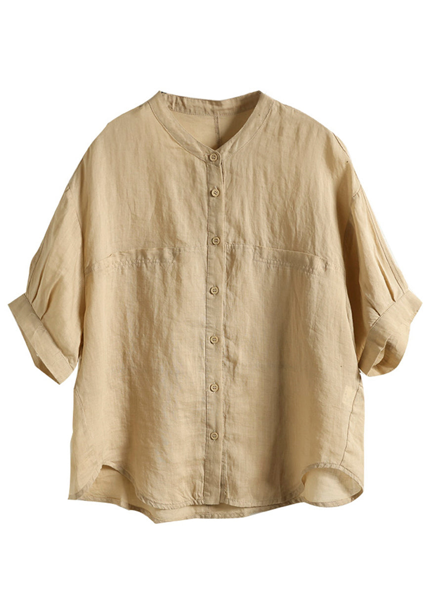 Green Oversized Boho Linen Shirt Top Summer