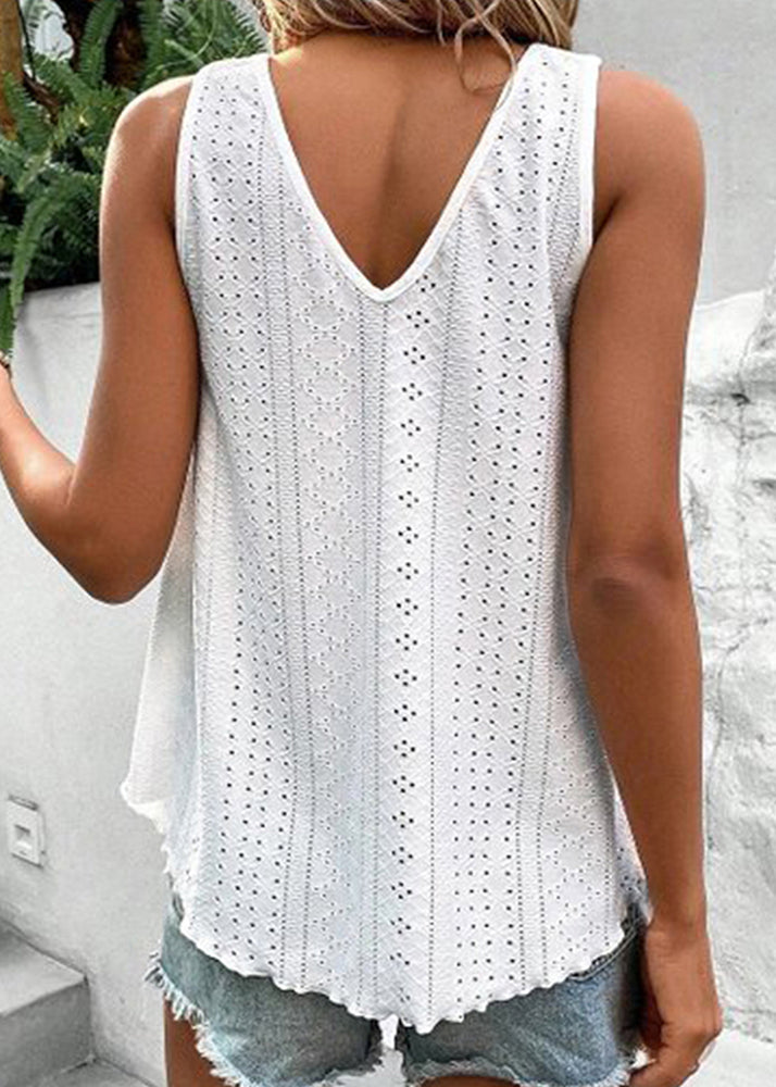 Hollow Summer Tanks Out Green Boho Patchwork