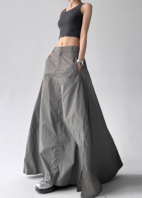Summer Side Large Grey Skirt A Hem Open Line Boho Exra