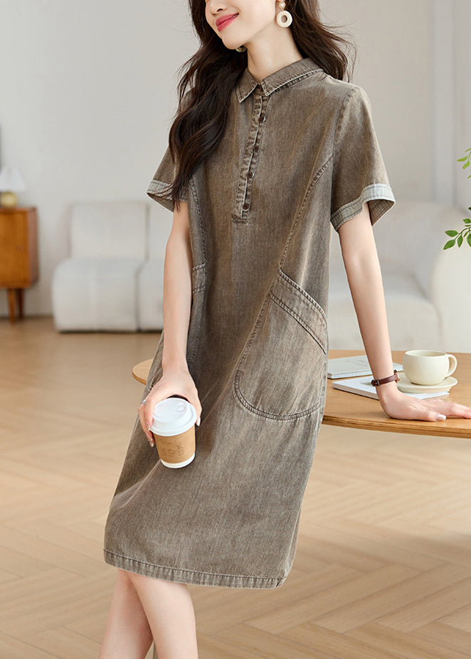Pan Grey Day Pockets Collar Dresses Boho Peter Denim Summer