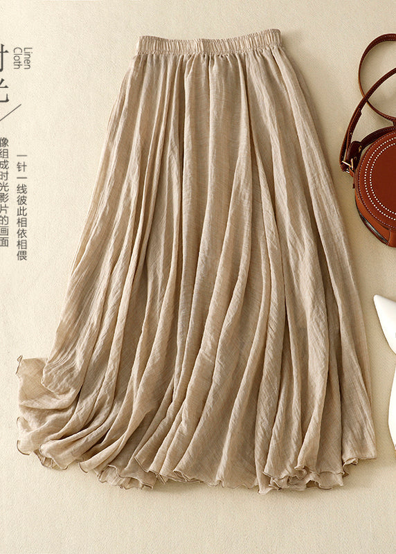 Skirts Khaki Spring Boho Hem Exra Large Linen