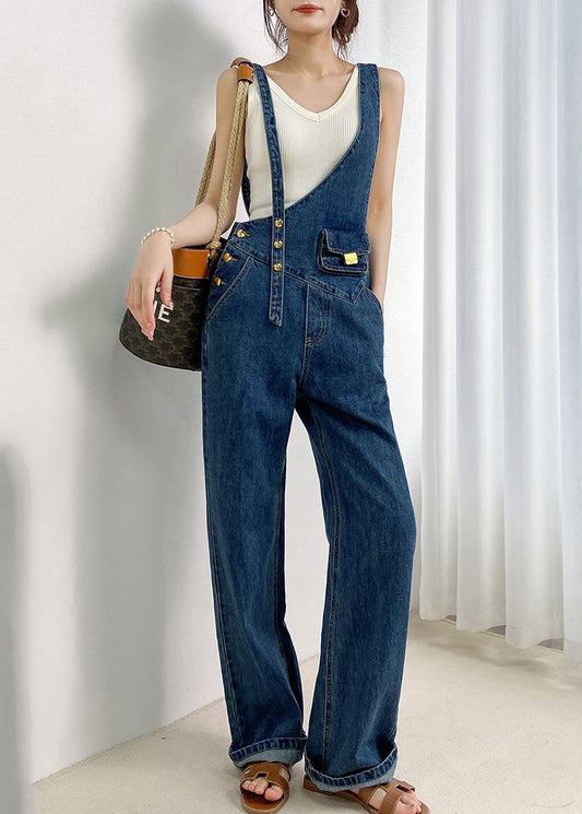 Asymmetrical Navy Jumpsuits Boho Summer Denim Design