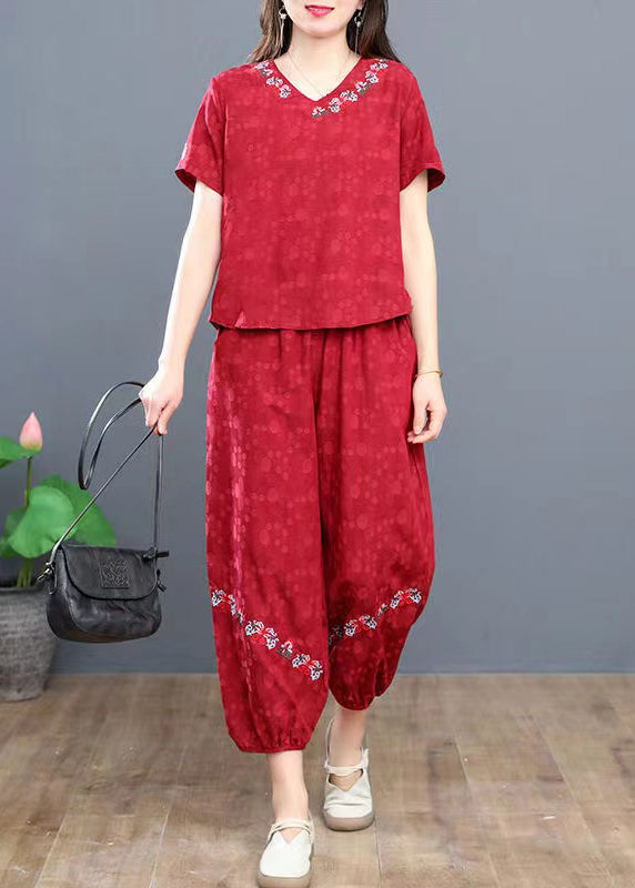 Set Cotton Embroidered Boho Navy Two Pieces Summer