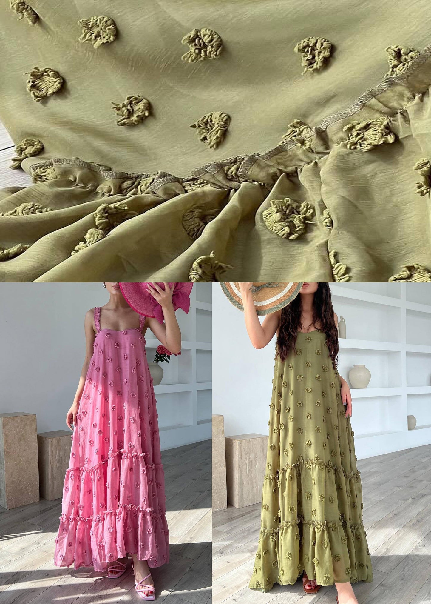 Strap Ruffled Dress Boho Spaghetti Pink Cotton Sleeveless Floral