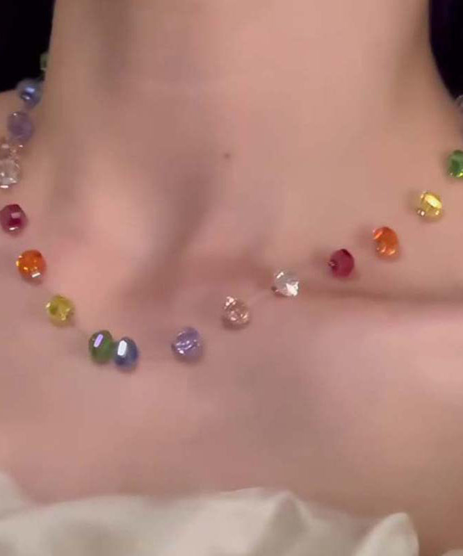 Gratuated Rainbow Beads Boho Glass Necklace Bead
