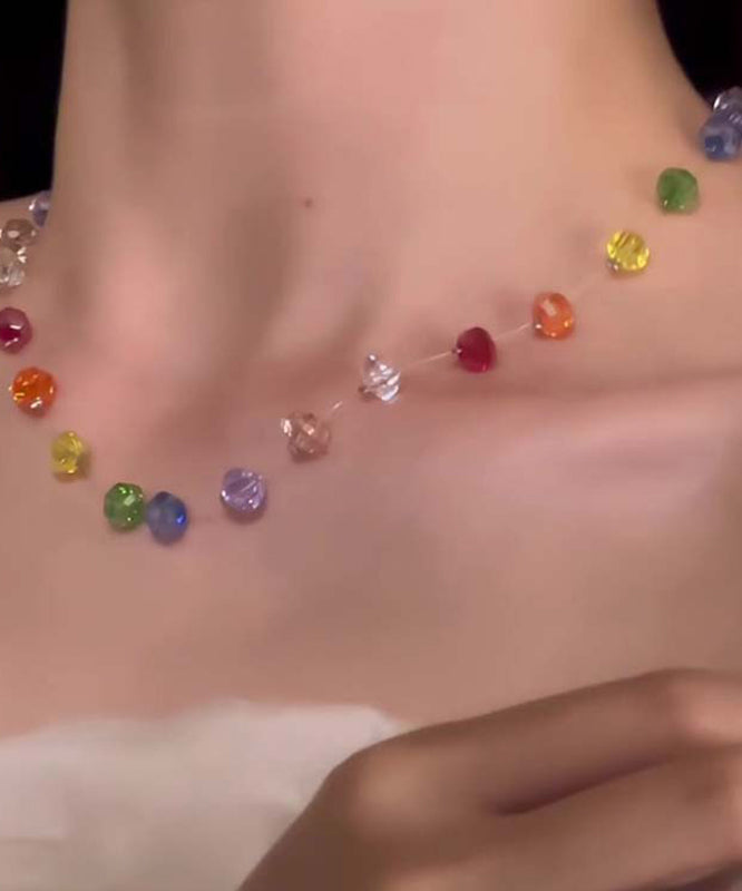 Gratuated Rainbow Beads Boho Glass Necklace Bead