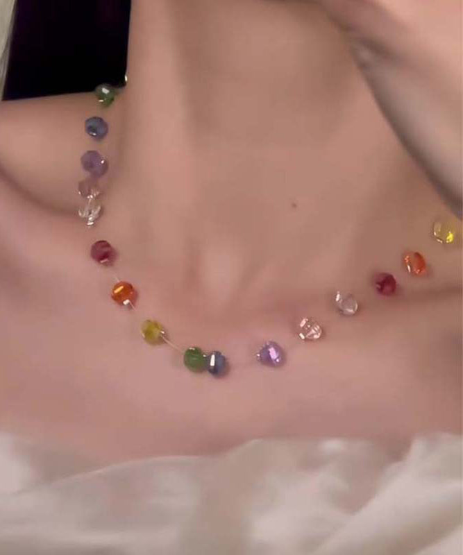 Gratuated Rainbow Beads Boho Glass Necklace Bead