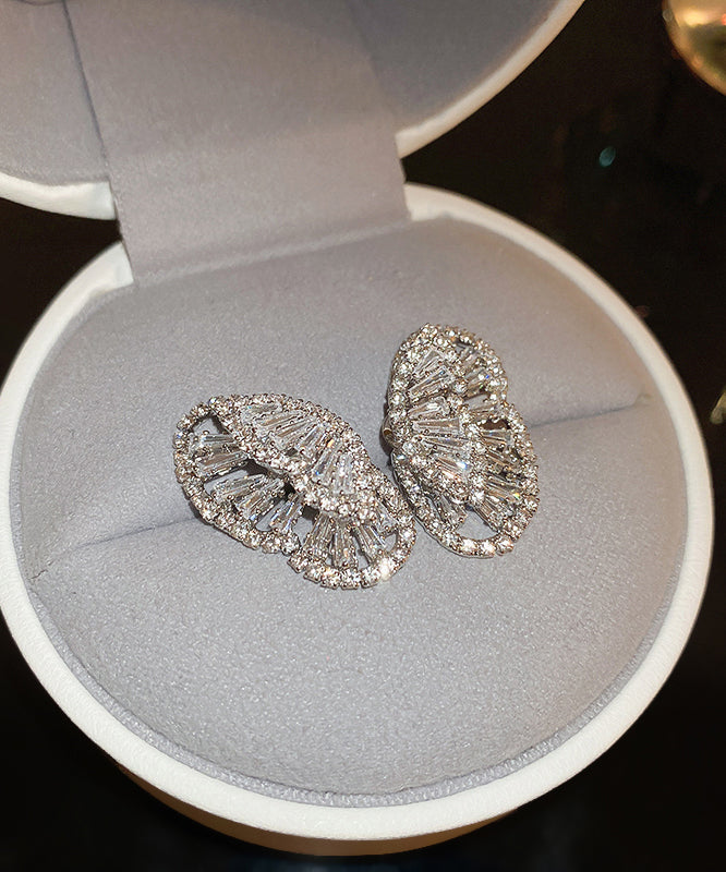 Silk Copper Boho Stud Zircon Hollow Earrings Butterfly Out