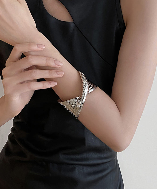 Cuff Boho Open Cross Metal Silk