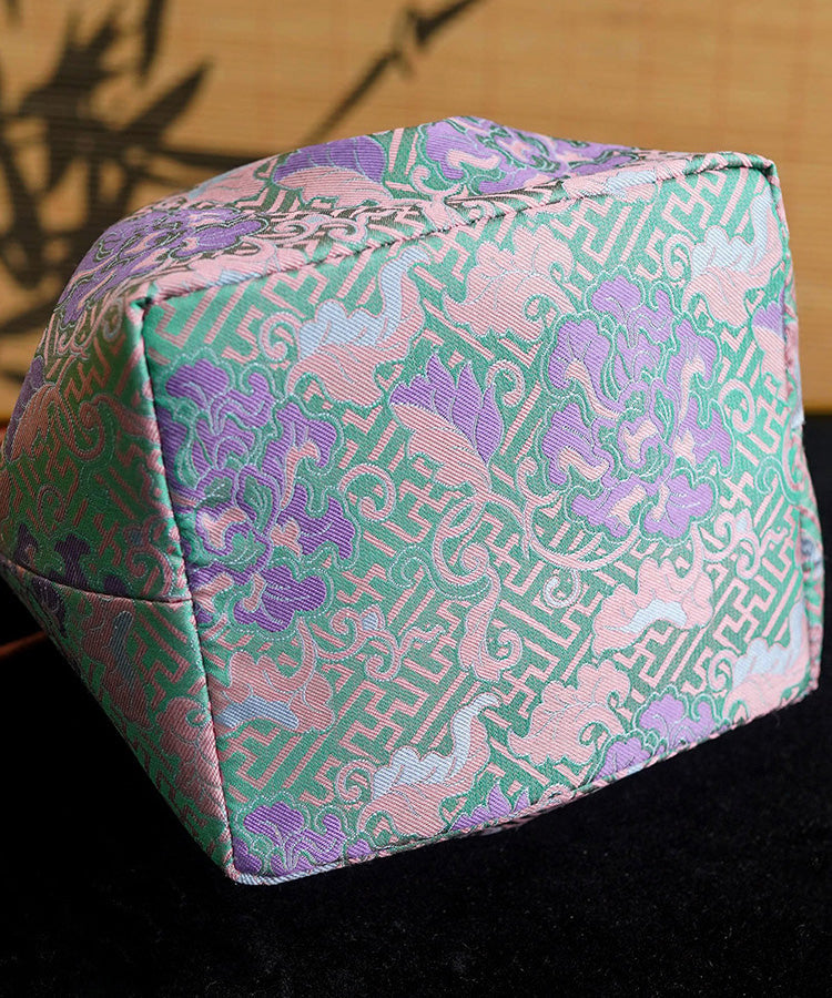 Drawstring Boho Versatile Bag Print Silk Bucket