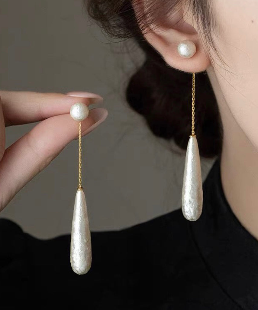 Alloy Pearl White Earrings Copper Drop Water Boho