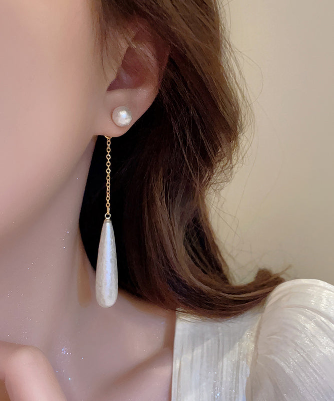 Alloy Pearl White Earrings Copper Drop Water Boho