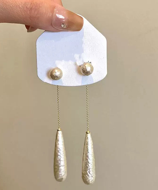 Alloy Pearl White Earrings Copper Drop Water Boho