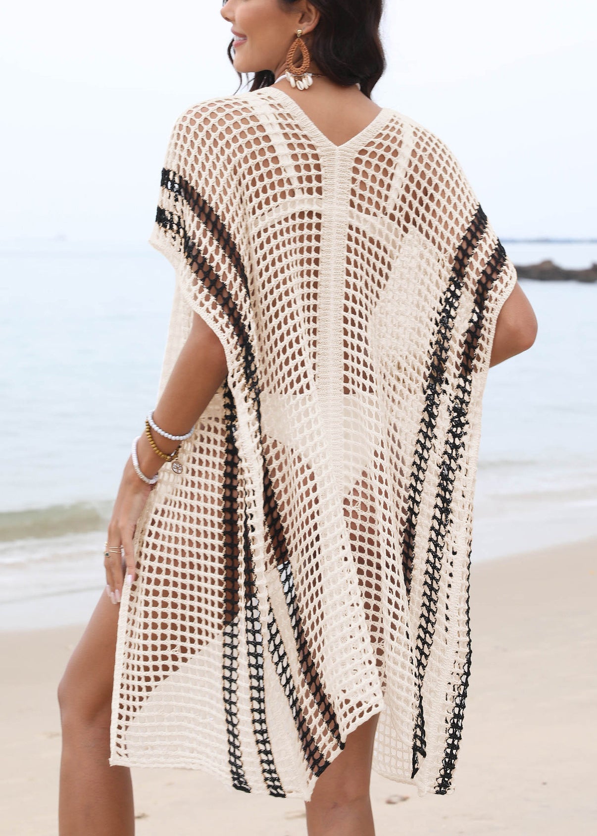 Boho White Hollow Out Beach Bikini Knit Cover Up GF046