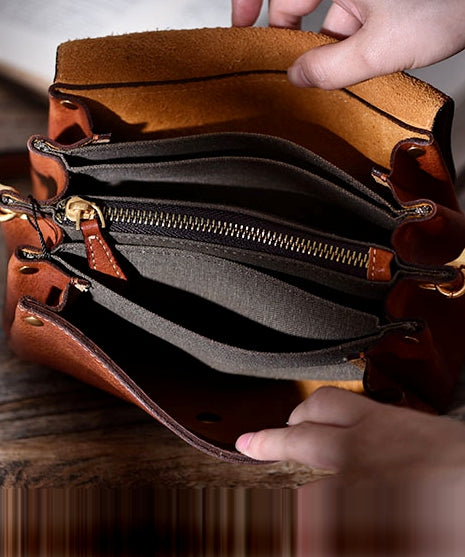 Khaki Cross-body Bag Leather Solid Durable Botique