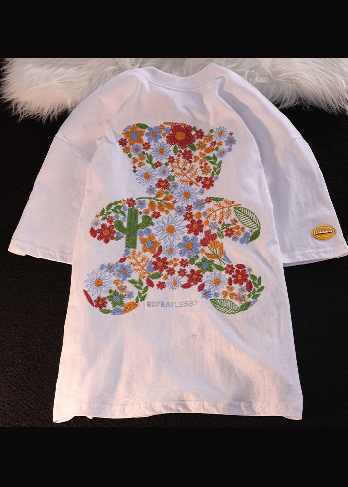 Embroideried Cotton Shirt Black O Men Summer T Neck Boutique