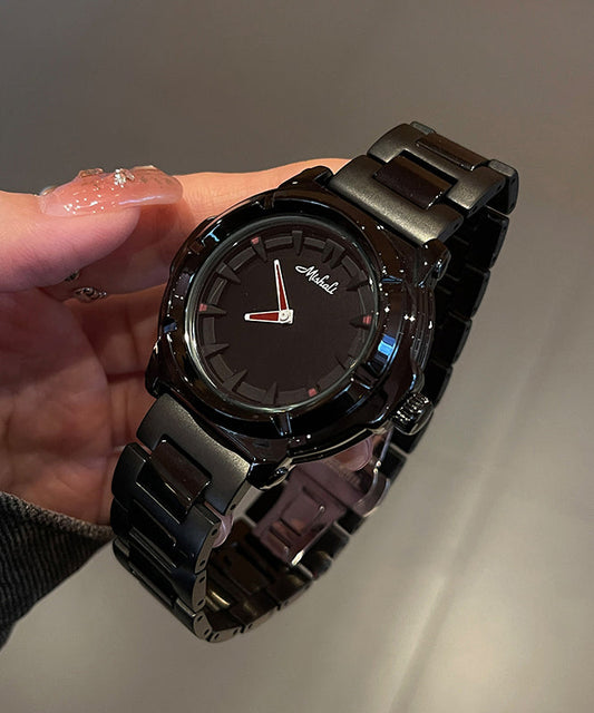 Black Stainless Alloy Boutique Watches Quartz Movement Steel