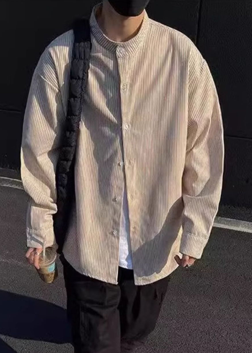 Black Spring Men's Boutique Striped Button Shirts Cotton