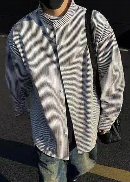 Black Spring Men's Boutique Striped Button Shirts Cotton