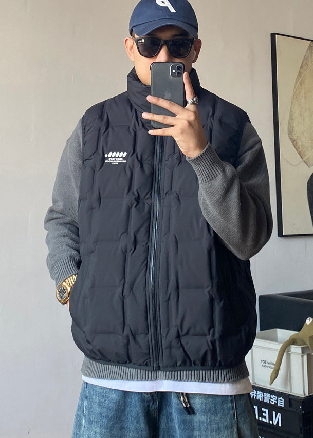 Boutique Black Zip Up Duck Down Men Vests Winter TK018