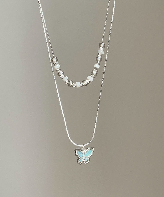 Crystal Pendant Copper Double-Layer Blue Boutique Butterfly