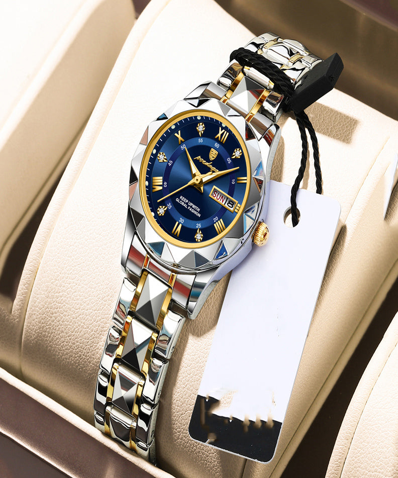 Boutique Stainless Steel Blue Crystal Sapphire Watches Waterproof