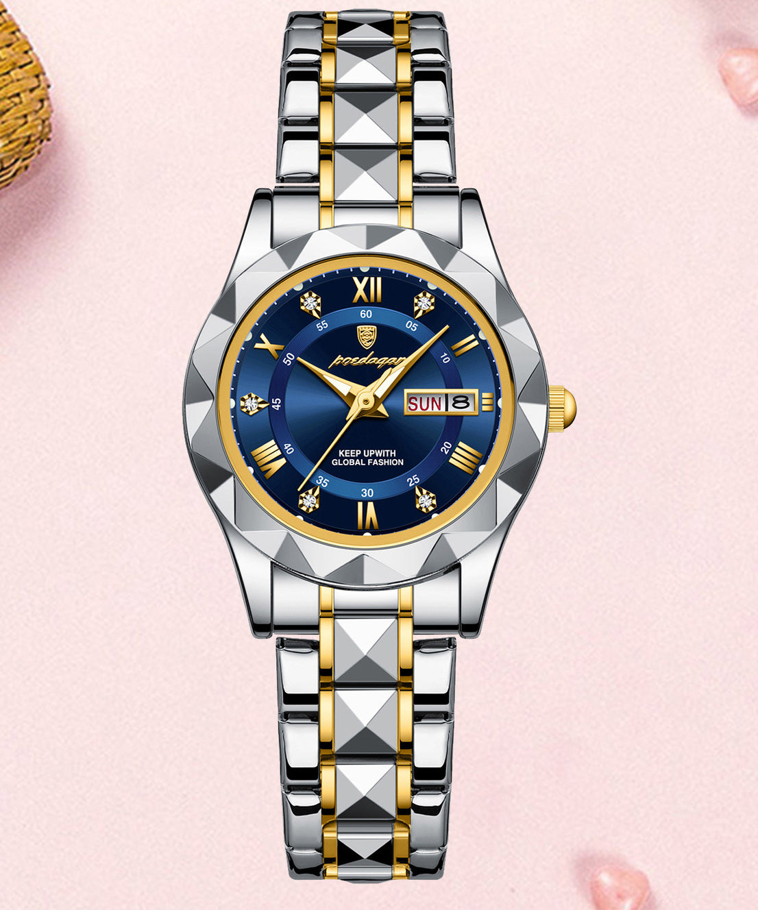 Boutique Stainless Steel Blue Crystal Sapphire Watches Waterproof
