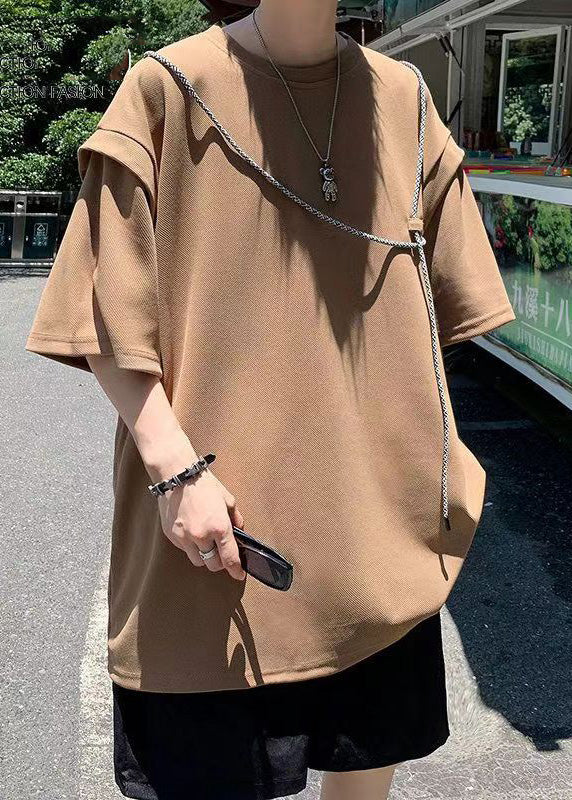 Grunt Brown Style Summer Boutique Shirts Men's Cotton Oversized