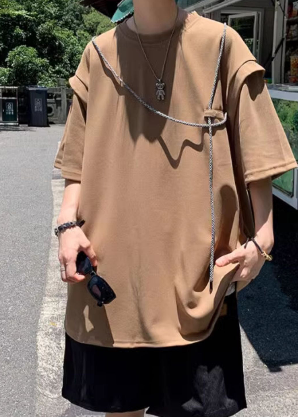 Grunt Brown Style Summer Boutique Shirts Men's Cotton Oversized